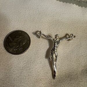 Solid sterling  Crucifix Pendant Charm with Detailed Corpus
